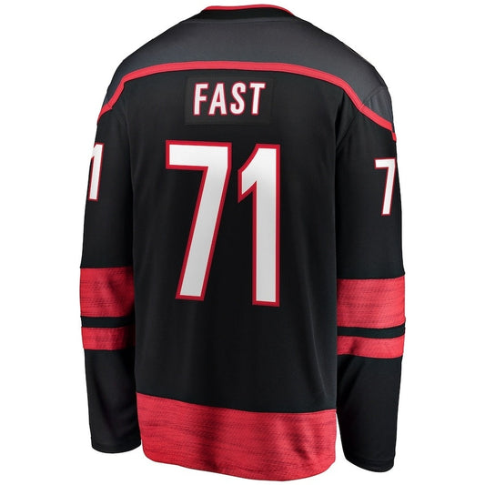 C.Hurricanes #71 Jesper Fast Fanatics Home Breakaway Jersey - Black Stitched American Hockey Jersey UNEC