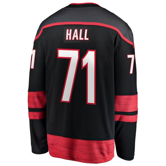 C.Hurricanes #71 Taylor Hall Fanatics Home Breakaway Jersey - Black Stitched American Hockey Jersey UNEC