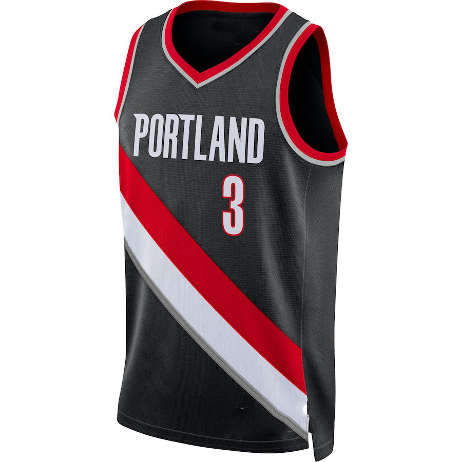 P.Trail Blazers #3 C.J. McCollum 2021-22 Diamond Swingman Jersey Icon Edition Black Stitched American Basketball Jersey UNEC