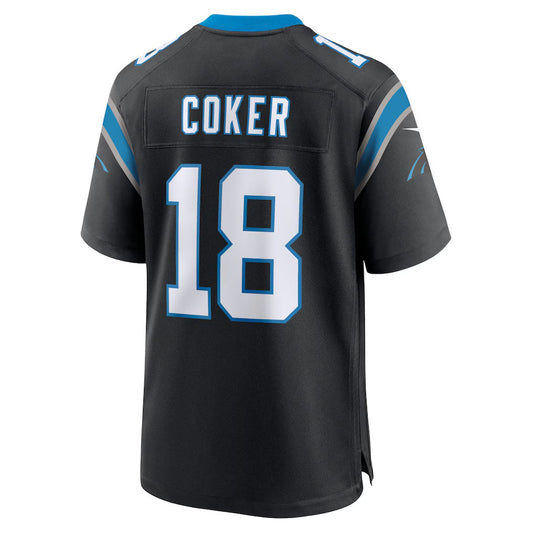 C.Panthers #18 Jalen Coker Black Team Game Stitched American Football Jerseys UNEC