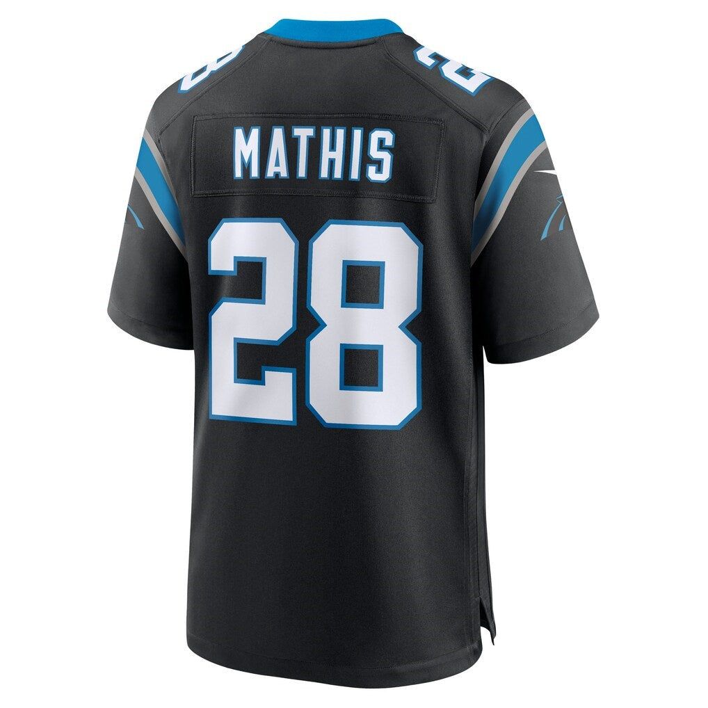 C.Panthers #28 Damarri Mathis Black Team Game Stitched American Football Jerseys UNEC
