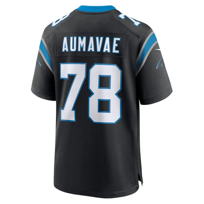 C.Panthers #78 Popo Aumavae Black Team Game Stitched American Football Jerseys UNEC