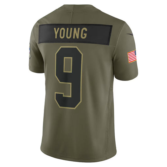 C.Panthers #9 Bryce Young Olive 2025 Salute to Service Limited Stitched American Football Jerseys UNEC