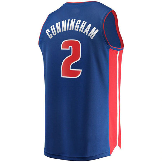 D.Pistons #2 Cade Cunningham Fanatics Branded 2021-22 Fast Break Replica Jersey Blue Icon Edition Stitched American Basketball Jersey UNEC