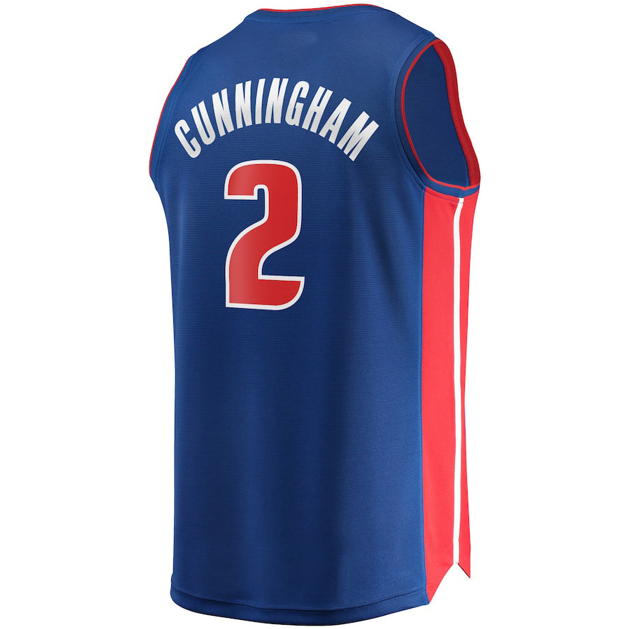 D.Pistons #2 Cade Cunningham Fanatics Branded 2021 Draft First Round Pick Fast Break Replica Jersey Blue Icon Edition Stitched American Basketball Jersey UNEC