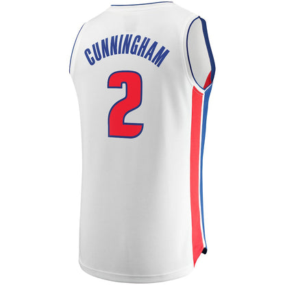 D.Pistons #2 Cade Cunningham Fanatics Branded 2022-23 Fast Break Replica Jersey White Association Edition Stitched American Basketball Jersey UNEC