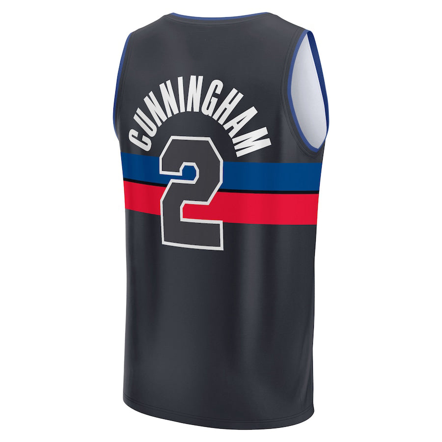 D.Pistons #2 Cade Cunningham Fanatics Branded 2021-22 Fast Break Player Jersey  Black Statement Edition Stitched American Basketball Jersey UNEC