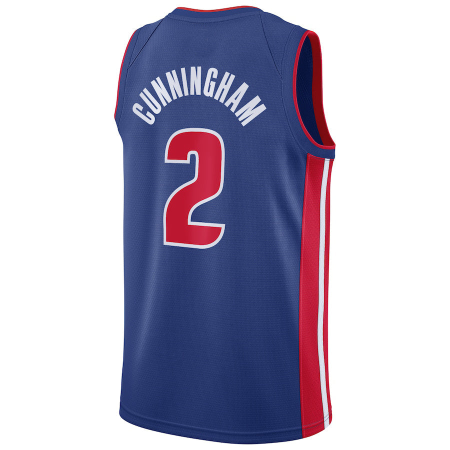 D.Pistons #2 Cade Cunningham 2021 Draft First Round Pick Swingman Jersey Blue Icon Edition Stitched American Basketball Jersey UNEC
