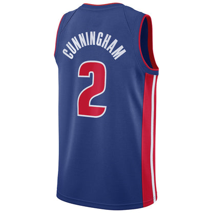 D.Pistons #2 Cade Cunningham 2021 Draft First Round Pick Swingman Jersey Blue Icon Edition Stitched American Basketball Jersey UNEC