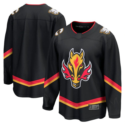 C.Flames Fanatics Branded Alternate Premier Breakaway Jersey  Black Stitched American Hockey Jersey UNEC