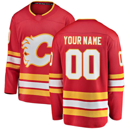 Custom C.Flames Fanatics Branded Home Breakaway Red Stitched American Hockey Jersey UNEC