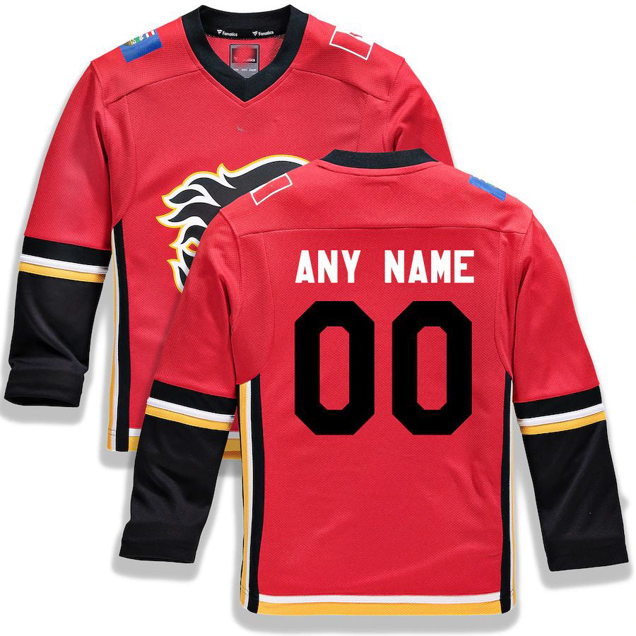 Custom C.Flames Fanatics Branded Alternate Replica Red Stitched American Hockey Jersey UNEC