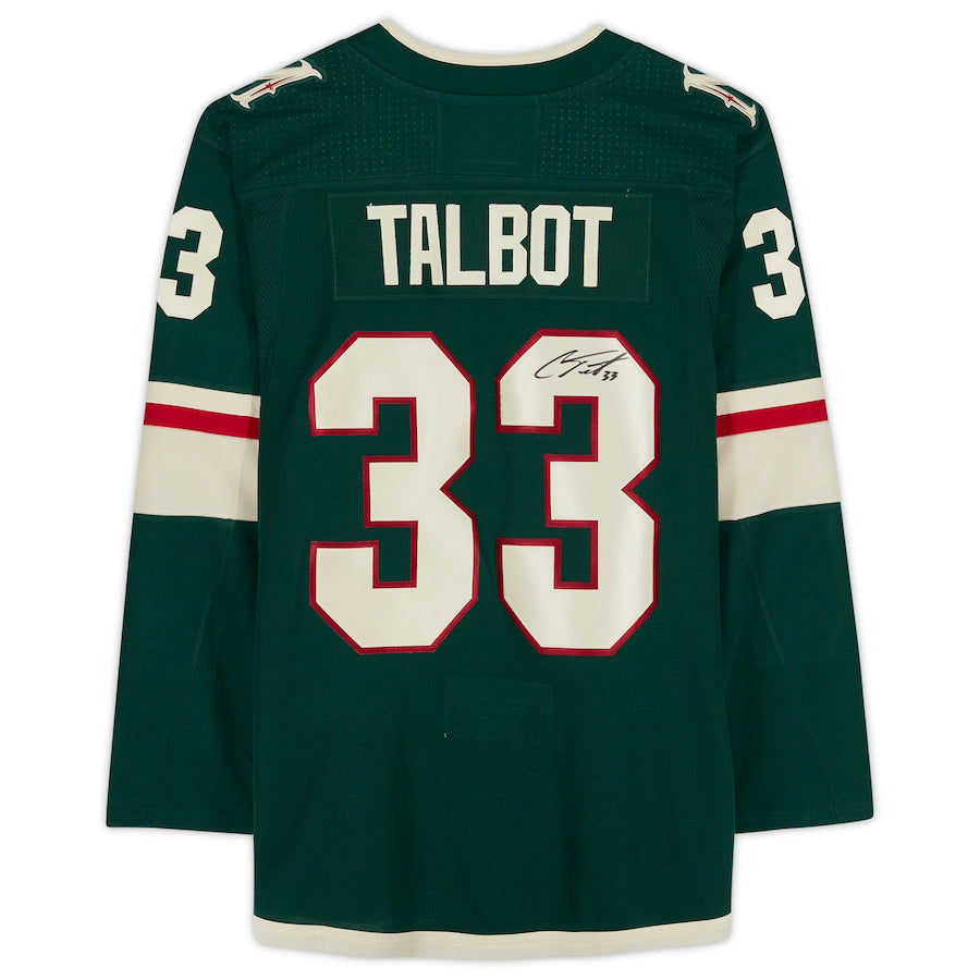 M.Wild #33 Cam Talbot Fanatics Authentic Autographed Green Jersey with 20th Anniversary Season Jersey Patch Hockey Jersey UNEC