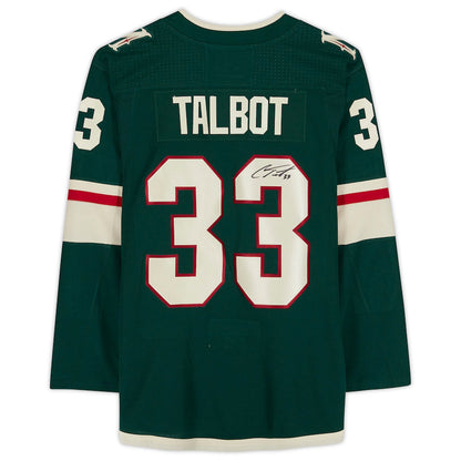 M.Wild #33 Cam Talbot Fanatics Authentic Autographed Green Jersey with 20th Anniversary Season Jersey Patch Hockey Jersey UNEC