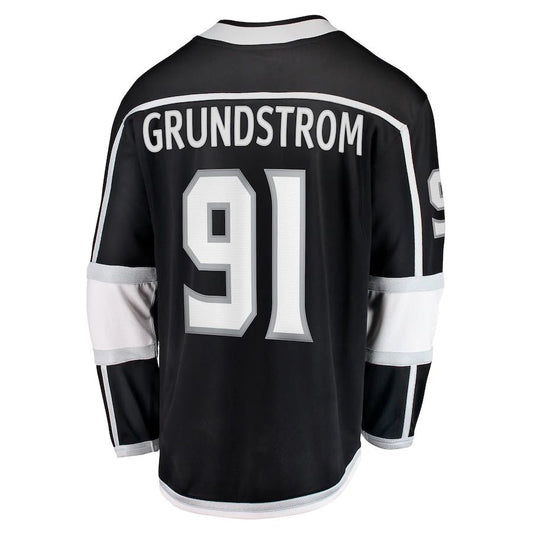 LA.Kings #91 Carl Grundstrom Fanatics Branded Home Breakaway Player Jersey Black Stitched American Hockey Jersey UNEC