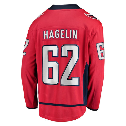 W.Capitals #62 Carl Hagelin Fanatics Branded Replica Player Jersey Red Stitched American Hockey Jersey UNEC
