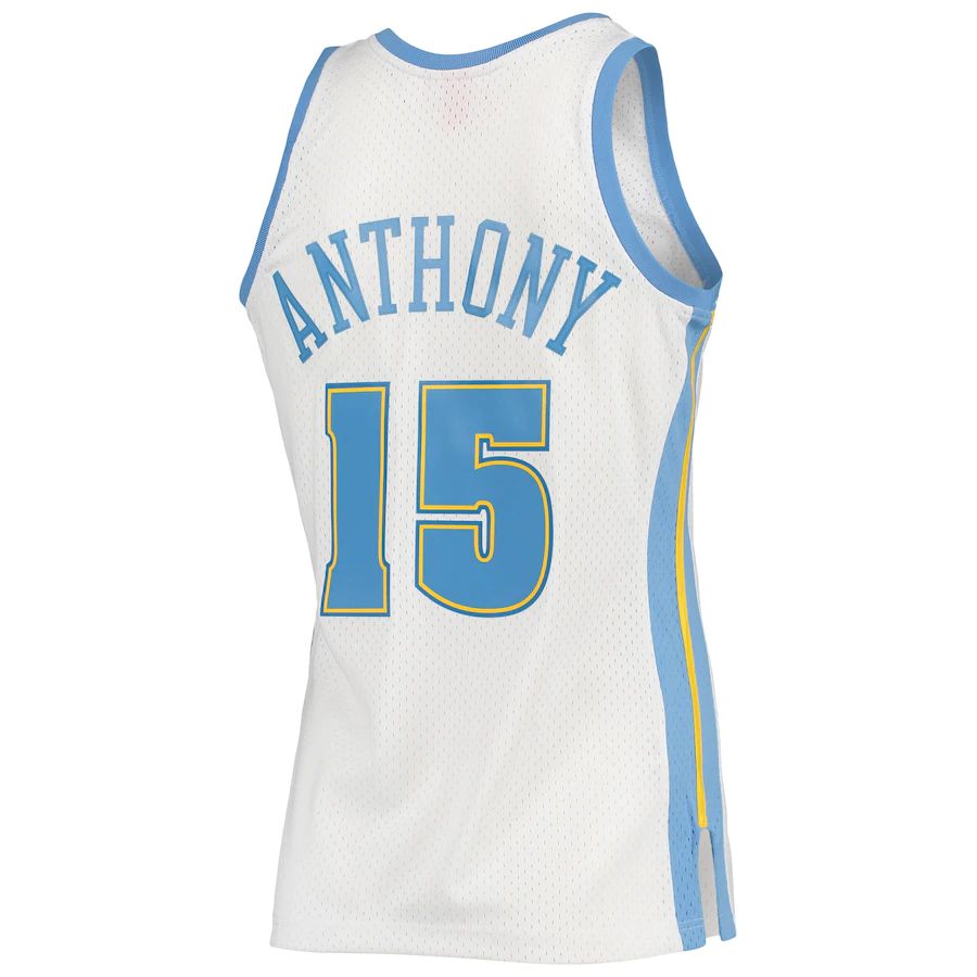 D.Nuggets #15 Carmelo Anthony Mitchell & Ness 2006-07 Hardwood Classics Swingman Jersey  White Stitched American Basketball Jersey UNEC