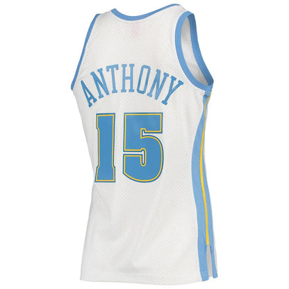 D.Nuggets #15 Carmelo Anthony Mitchell & Ness 2006-07 Hardwood Classics Swingman Jersey  White Stitched American Basketball Jersey UNEC