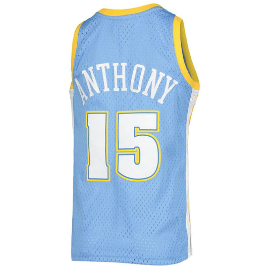 D.Nuggets #15 Carmelo Anthony Mitchell & Ness 2003-04 Hardwood Classics Swingman Blue Stitched American Basketball Jersey UNEC