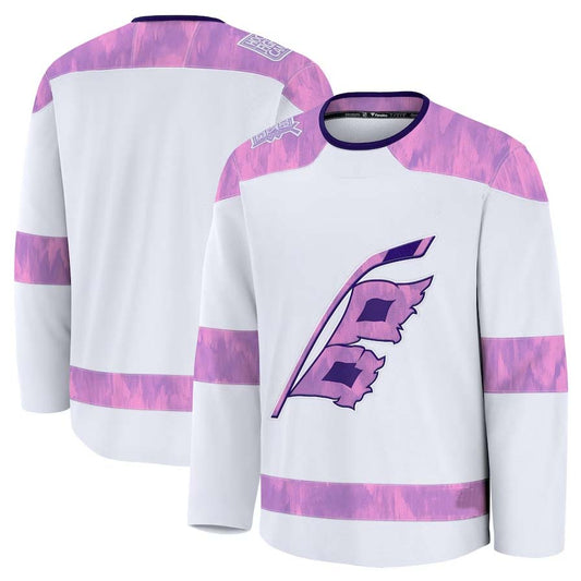 C.Hurricanes Fanatics 2024 Hockey Fights Cancer Practice Jersey - White Stitched American Hockey Jersey UNEC