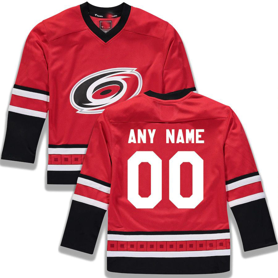 Custom C.Hurricanes Fanatics Branded Home Replica Red Stitched American Hockey Jersey UNEC