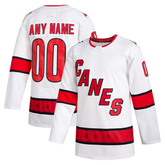 Custom C.Hurricanes 2020-21 Away Authentic Jersey White Stitched American Hockey Jersey UNEC