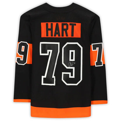 P.Flyers #79 Carter Hart Fanatics Authentic Autographed  Black Stitched American Hockey Jersey UNEC