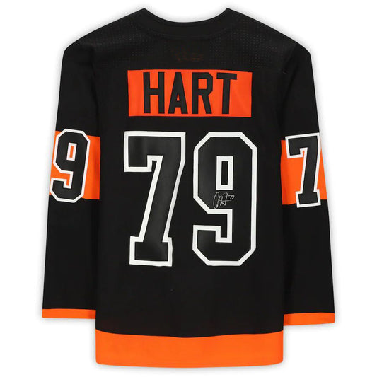P.Flyers #79 Carter Hart Fanatics Authentic Autographed  Black Stitched American Hockey Jersey UNEC