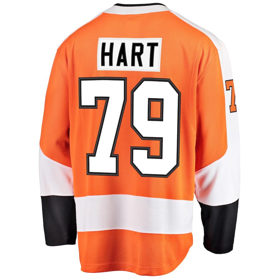 P.Flyers #79 Carter Hart Fanatics Branded Home Premier Breakaway Player Jersey Orange Stitched American Hockey Jersey UNEC