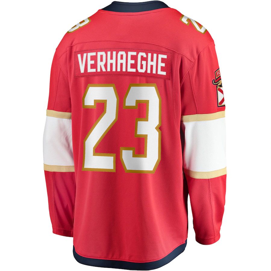 F.Panthers #23 Carter Verhaeghe Fanatics Branded Home Breakaway Jersey Red Stitched American Hockey Jersey UNEC