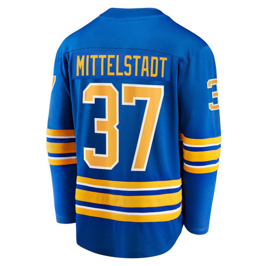 B.Sabres #37 Casey Mittelstadt Fanatics Branded Home Breakaway Player Jersey Royal Stitched American Hockey Jersey UNEC