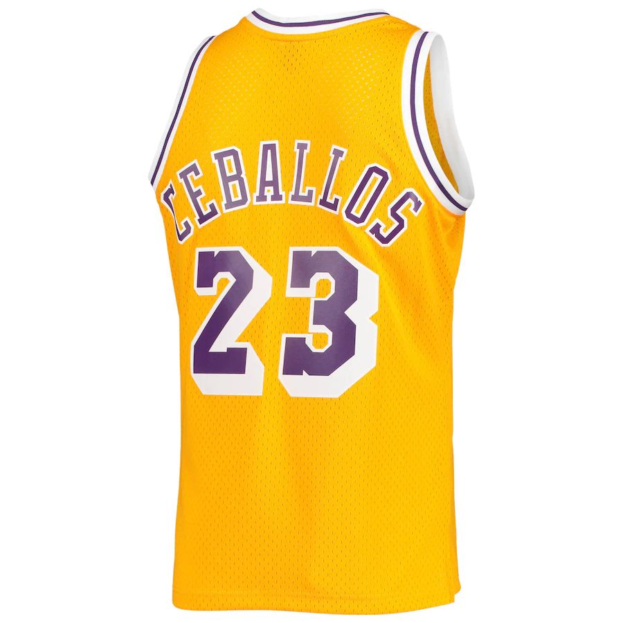 LA.Lakers #23 Cedric Ceballos Mitchell & Ness 1994-95 Hardwood Classics Swingman Jersey Gold Stitched American Basketball Jersey UNEC