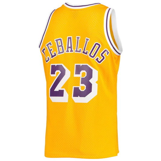 LA.Lakers #23 Cedric Ceballos Mitchell & Ness 1994-95 Hardwood Classics Swingman Jersey Gold Stitched American Basketball Jersey UNEC