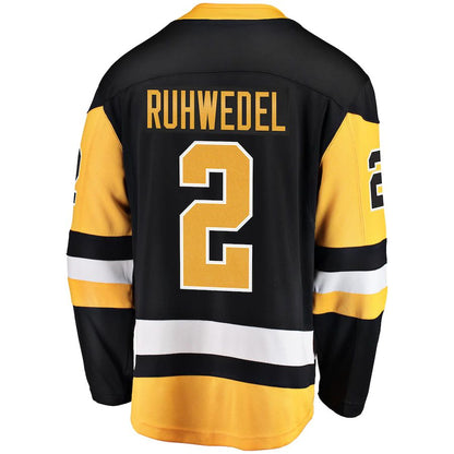 P.Penguins #2 Chad Ruhwedel Fanatics Branded Home Breakaway Player Jersey Black Stitched American Hockey Jersey UNEC