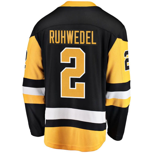 P.Penguins #2 Chad Ruhwedel Fanatics Branded Home Breakaway Player Jersey Black Stitched American Hockey Jersey UNEC