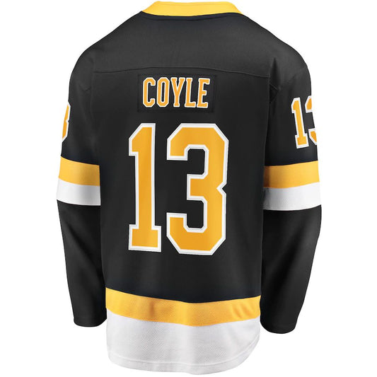 B.Bruins #13 Charlie Coyle Fanatics Branded  Alternate Premier Breakaway Player Jersey  Black Stitched American Hockey Jersey UNEC
