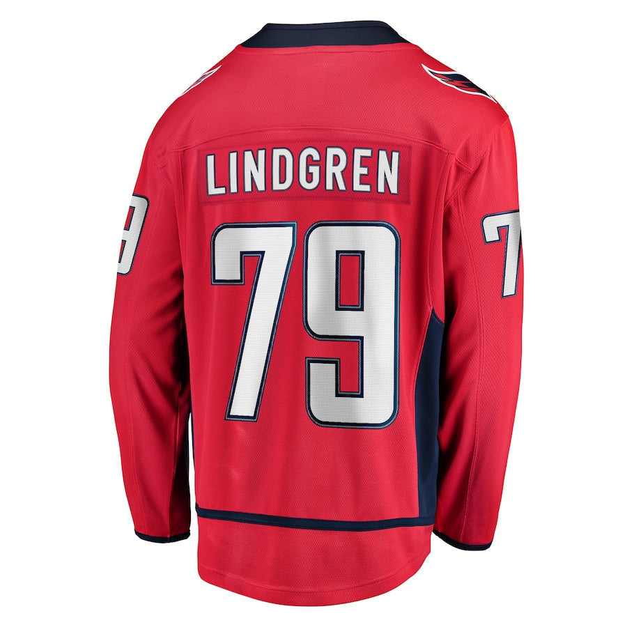 W.Capitals #79 Charlie Lindgren Fanatics Branded Home Breakaway Player Jersey Red Stitched American Hockey Jersey UNEC