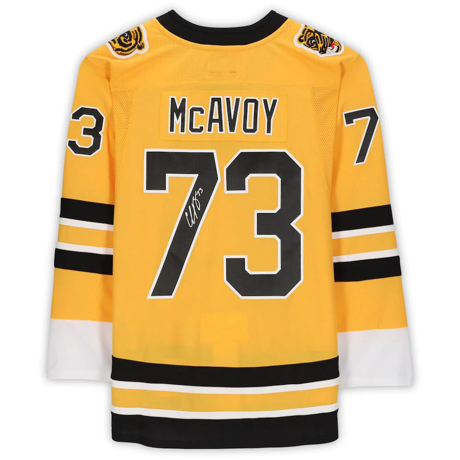 B.Bruins #73 Charlie McAvoy Fanatics Authentic Autographed Reverse Retro Authentic Jersey Stitched American Hockey Jersey UNEC