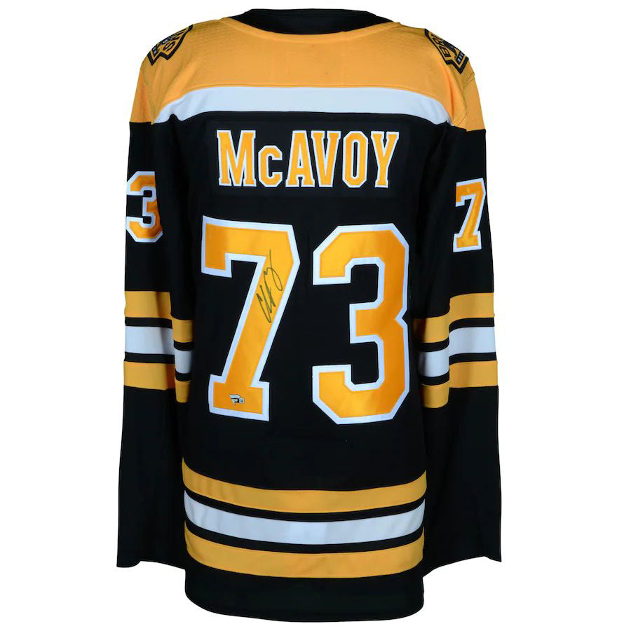 B.Bruins #73 Charlie McAvoy Fanatics Authentic Autographed Black Authentic Jersey Stitched American Hockey Jersey UNEC