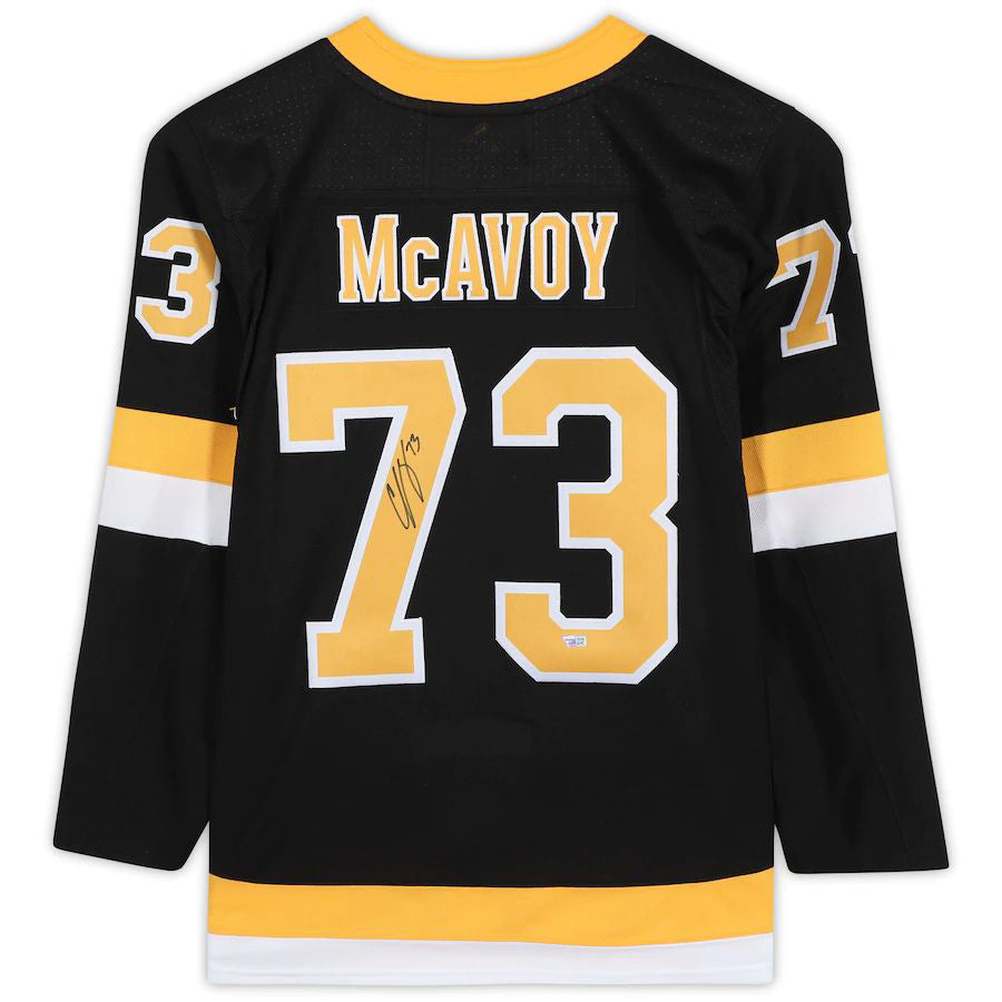 B.Bruins #73 Charlie McAvoy Fanatics Authentic Autographed Black Alternate Authentic Jersey Stitched American Hockey Jersey UNEC