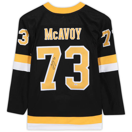 B.Bruins #73 Charlie McAvoy Fanatics Authentic Autographed Black Alternate Authentic Jersey Stitched American Hockey Jersey UNEC