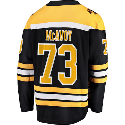 B.Bruins #73 Charlie McAvoy Fanatics Branded Home Premier Breakaway Player Jersey Black Stitched American Hockey Jersey UNEC