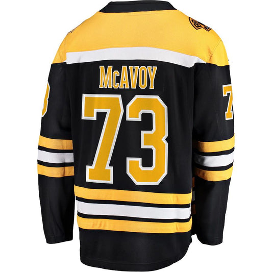 B.Bruins #73 Charlie McAvoy Fanatics Branded Home Premier Breakaway Player Jersey Black Stitched American Hockey Jersey UNEC