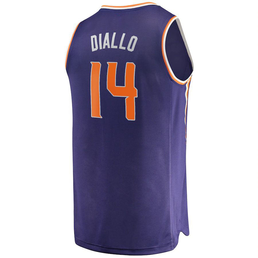 P.Suns #14 Cheick Diallo Fanatics Branded  Fast Break Replica Player Jersey Icon Edition Purple Stitched American Basketball Jersey UNEC