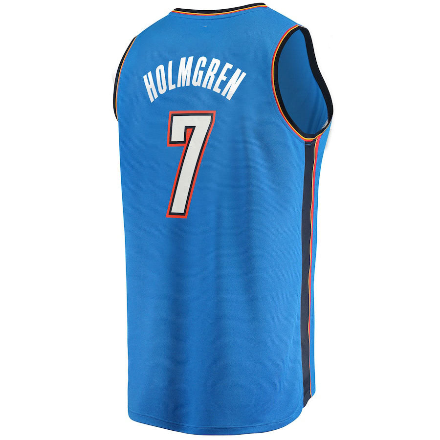 OC.Thunder #7 Chet Holmgren Fanatics Branded 2022  Draft First Round Pick Fast Break Replica Jersey Icon Edition Blue Stitched American Basketball Jersey UNEC