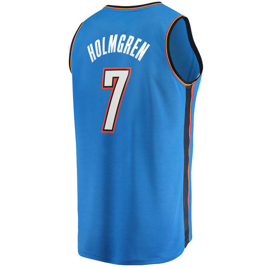 OC.Thunder #7 Chet Holmgren Fanatics Branded 2022 Draft First Round Pick Fast Break Replica Jersey Icon Edition Blue Stitched American Basketball Jersey UNEC