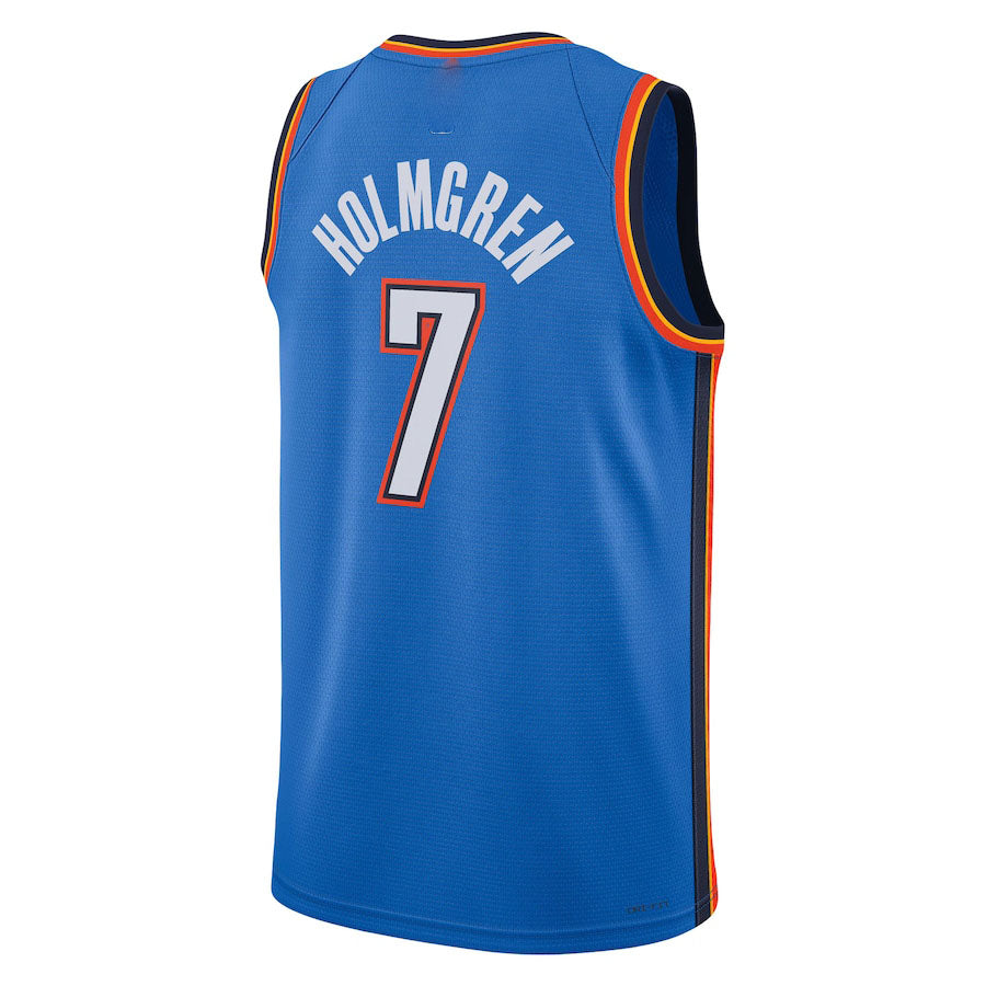 OC.Thunder #7 Chet Holmgren Unisex 2022  Draft First Round Pick Player Swingman Jersey Icon Edition Blue Stitched American Basketball Jersey UNEC