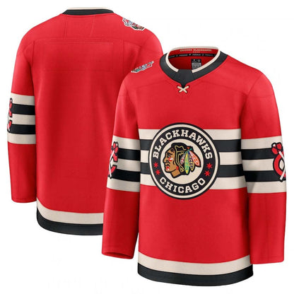 C.Blackhawks Fanatics 2025 Winter Classic Premium Jersey - Red Stitched American Hockey Jersey UNEC