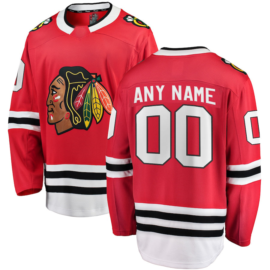Custom C.Blackhawks Fanatics Branded Home Breakaway Jersey Red Stitched American Hockey Jersey UNEC