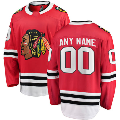 Custom C.Blackhawks Fanatics Branded Home Breakaway Jersey Red Stitched American Hockey Jersey UNEC
